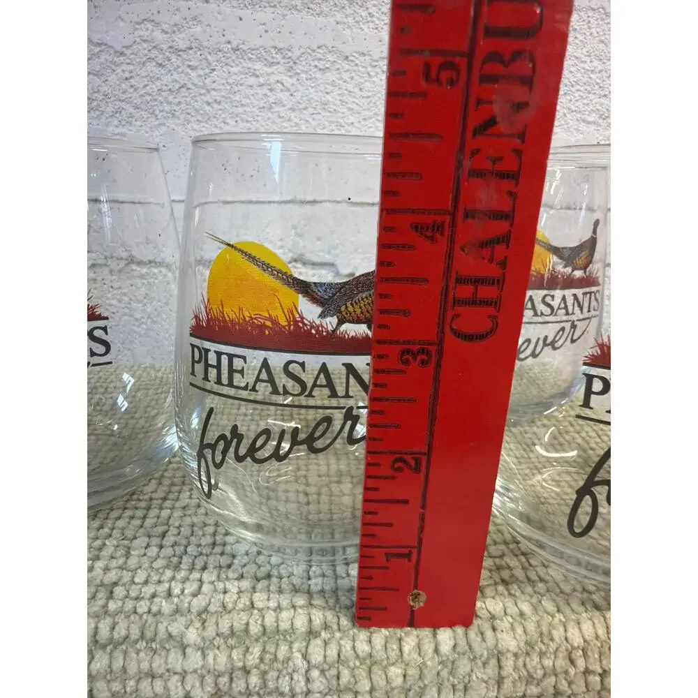 Set of 4 Pheasants Forever Rocks Whiskey Glasses Tumblers Hunting Barware 12oz